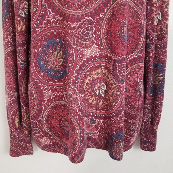 Talbots Sweater XL Red Pure Merino Wool Floral Lightweight Preppy Classic - Picture 3 of 8